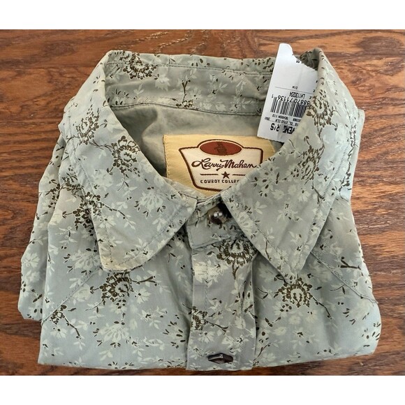 Larry Mahan Western Shirt Diamond Pearl Snap Men XL Paisley Floral Sawtooth - Picture 11 of 12